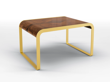 DEA - Rectangular side table in walnut and gold satin metal by BRUNO ZAMPA - view 3